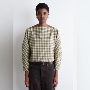 COS Checkered Cream and Tan Women's Top